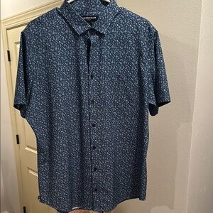 Men's Blue Patterned Short Sleeve Shirt Mizzen+main